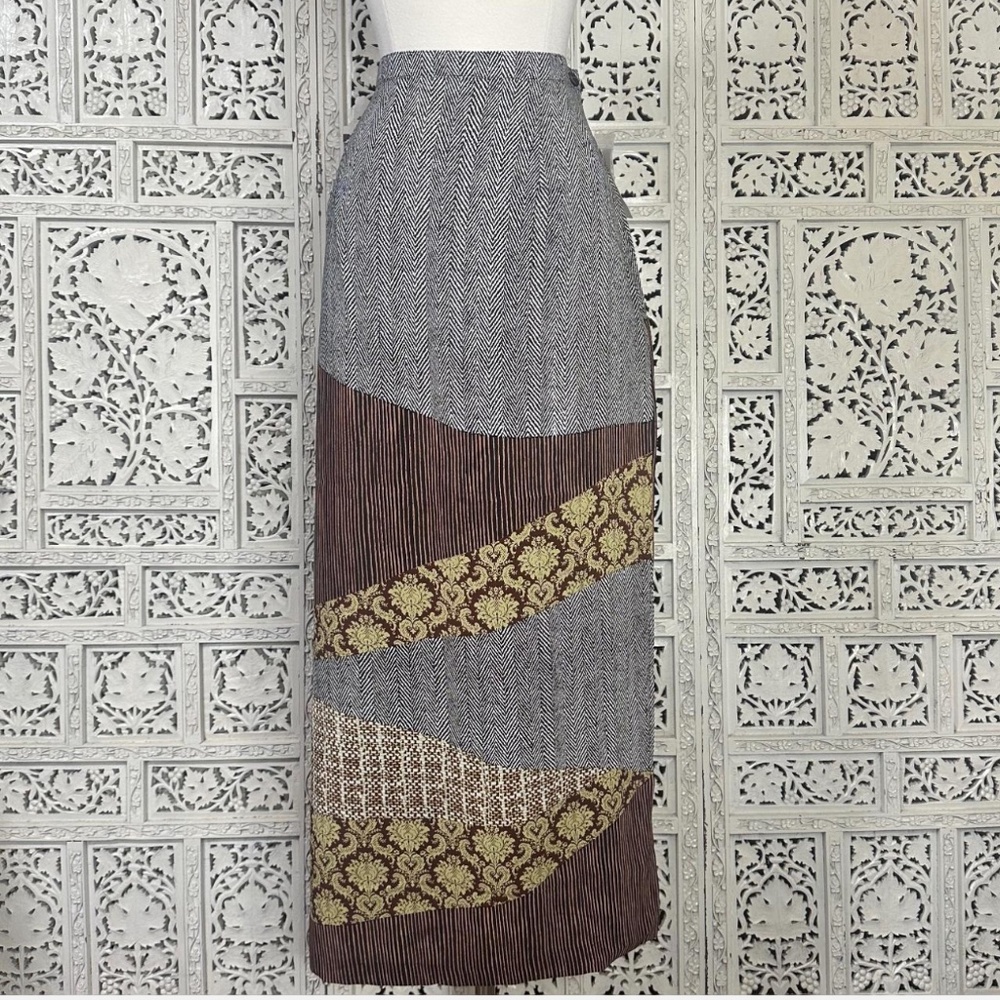 Vintage Deadstock New York & Company Lightweight Boho Patchwork Style Maxi Skirt